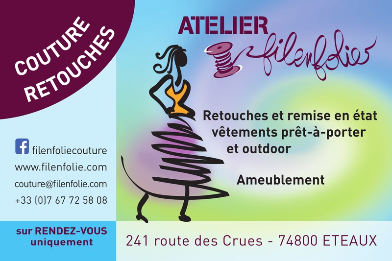 Atelier de couture Filenfolie 74800 Eteaux La Roche sur Foron